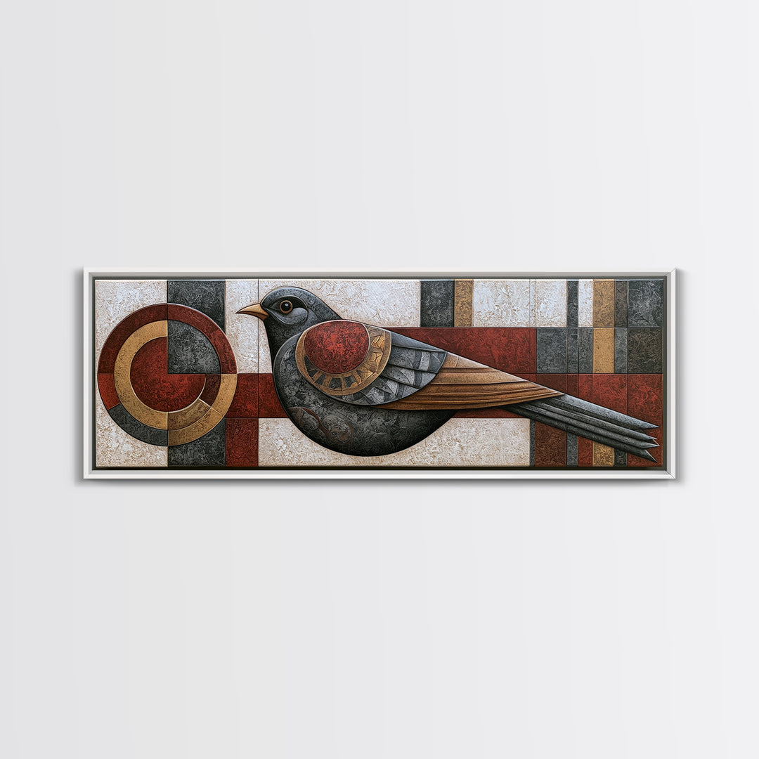 Nordic Folk Bird Canvas Print, Scandinavian Art, Farmhouse Decor, Living Room Decor, Fine Art, Nordic, Gallery Decor, SCA-3x1-75