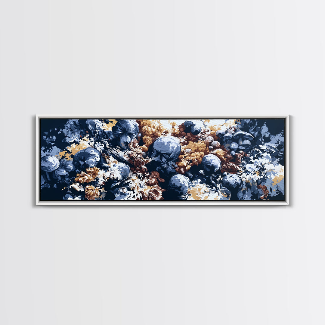 Simple Mushroom and Moss Forest Study Canvas Print, Scandinavian Art, Art, Living Room Decor, Fine Art, Nordic, Abstract Art, SCA-3x1-88