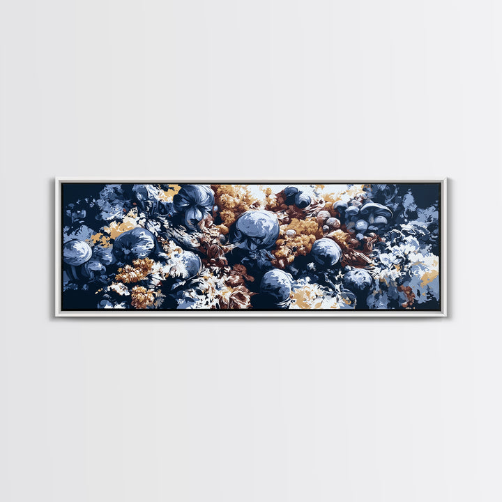 Simple Mushroom and Moss Forest Study Canvas Print, Scandinavian Art, Art, Living Room Decor, Fine Art, Nordic, Abstract Art, SCA-3x1-88