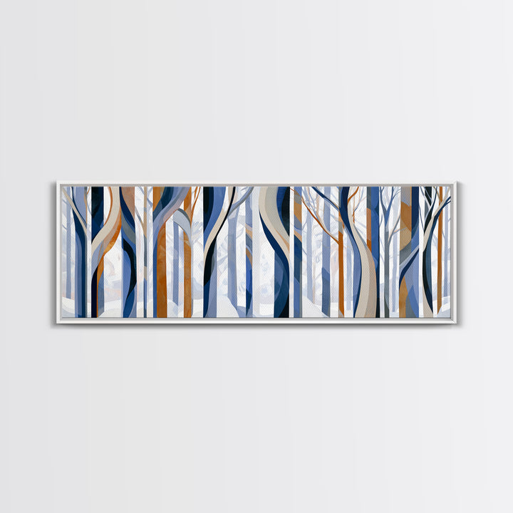 Snowy Nordic Forest Framed Canvas Print, Scandinavian Art, Wall Art, Living Room Decor, Fine Art, Nordic, Large Wall Art, SCA-3x1-89