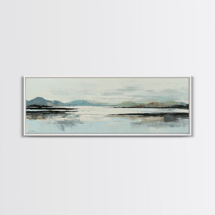 Minimal Sun over Pine Forest Framed Canvas Print, Scandinavian Art, Boho Wall Decor, Living Room Decor, Fine Art, Nordic, SCA-3x1-9