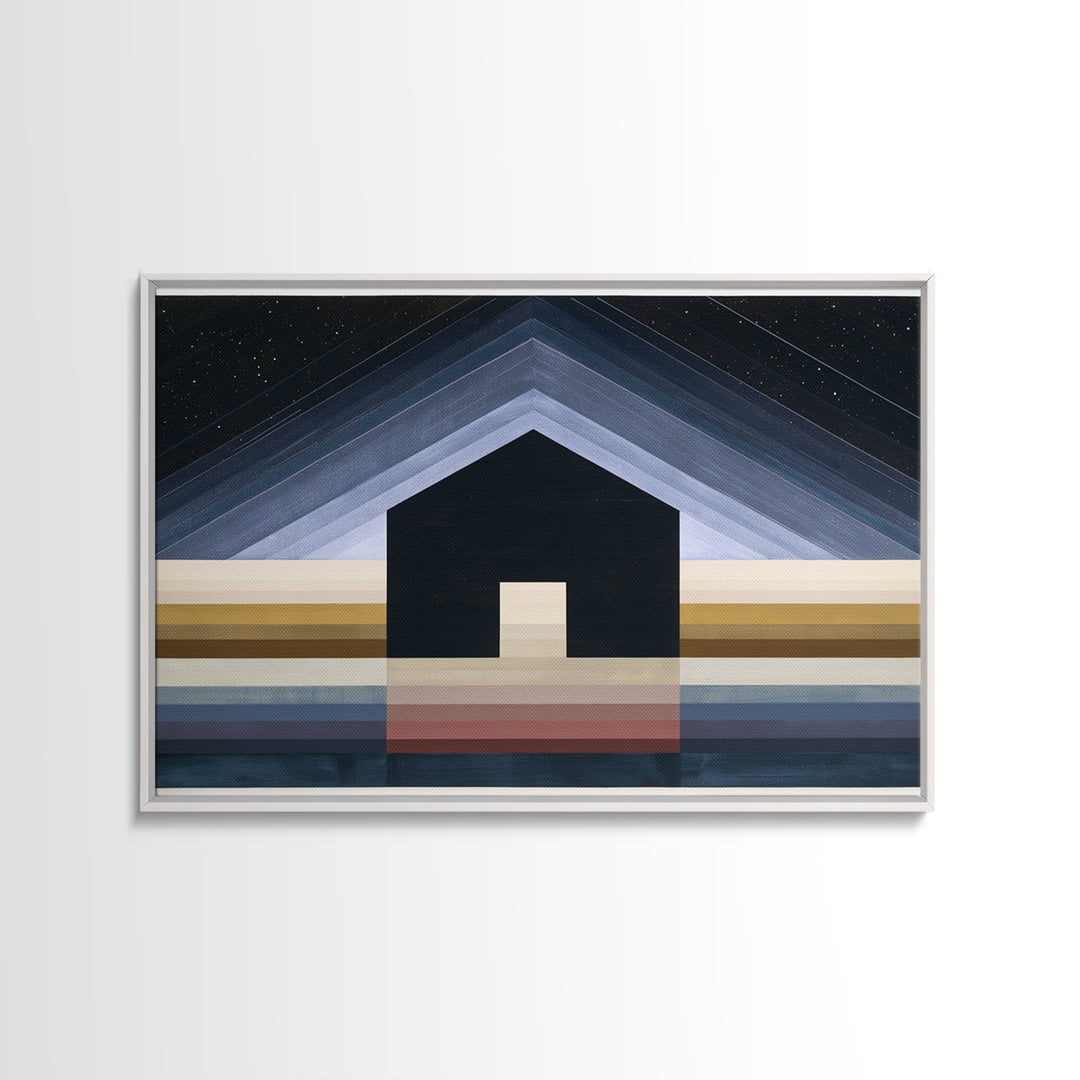 Simple Black House Shape Canvas Print, Scandinavian Art, Art, Living Room Decor, Abstract Art, Nordic, Canvas Art, SCA-3x2-11