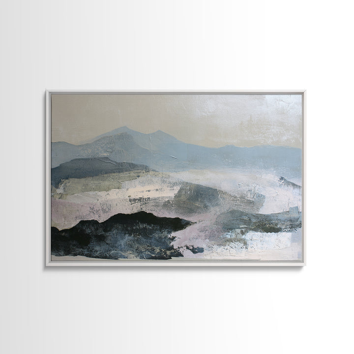 Muted Mountain Layers Canvas Print, Scandinavian Art, Neutral Decor, Living Room Decor, Oil Painting, Nordic, Wall Decor, SCA-3x2-12