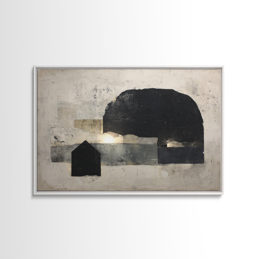 Minimal Meadow Flowers Framed Canvas Print, Scandinavian Art, Living Room Decor, Oil Painting, Nordic, Gallery Decor, SCA-3x2-14