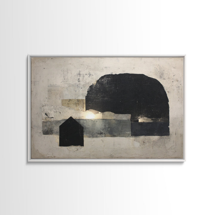 Minimal Meadow Flowers Framed Canvas Print, Scandinavian Art, Living Room Decor, Oil Painting, Nordic, Gallery Decor, SCA-3x2-14