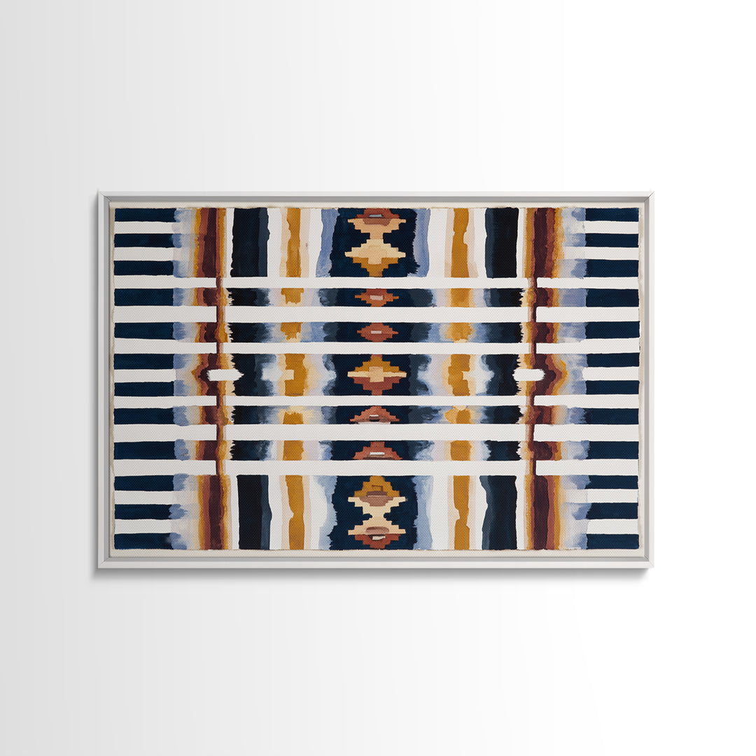 Scandinavian Textile Pattern Framed Canvas Print, Scandinavian Art, Fine Art Print, Living Room Decor, Fine Art, Nordic, SCA-3x2-20
