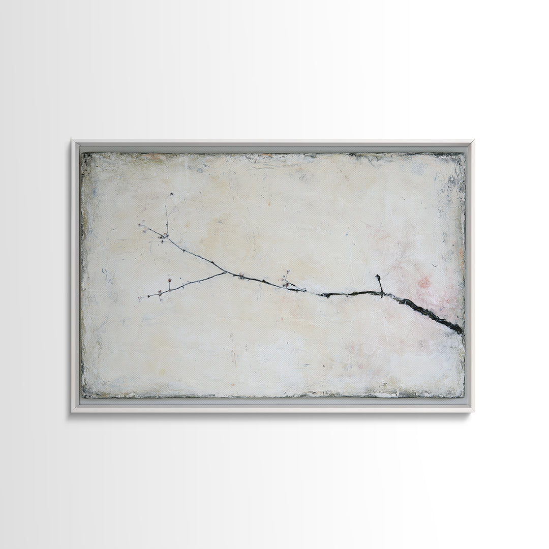 Single Black Branch on Warm White Background Canvas Print, Scandinavian Art, Statement Artwork, Living Room Decor, Nordic, SCA-3x2-24