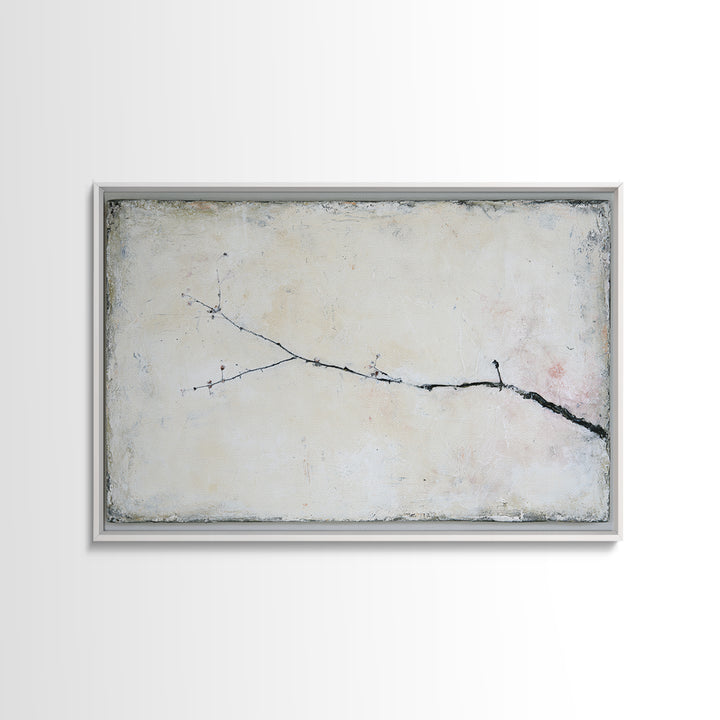Single Black Branch on Warm White Background Canvas Print, Scandinavian Art, Statement Artwork, Living Room Decor, Nordic, SCA-3x2-24