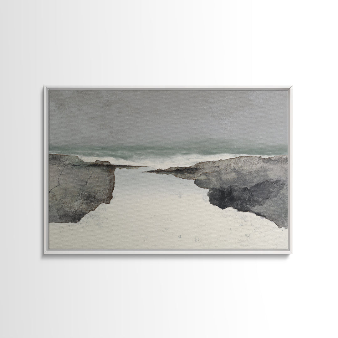 Minimal Fjord Landscape Canvas Print, Scandinavian Art, Floral Wall Art, Living Room Decor, Oil Painting, Nordic, SCA-3x2-30