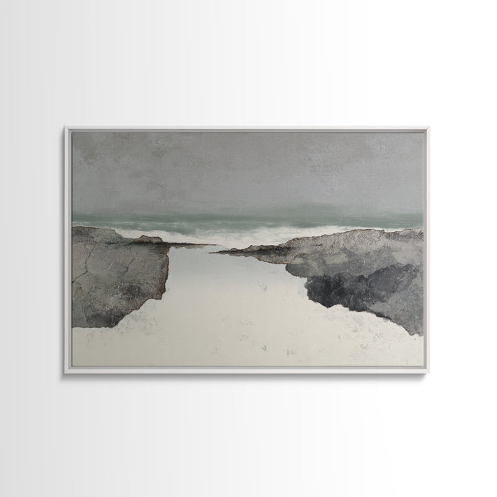 Minimal Fjord Landscape Canvas Print, Scandinavian Art, Floral Wall Art, Living Room Decor, Oil Painting, Nordic, SCA-3x2-30