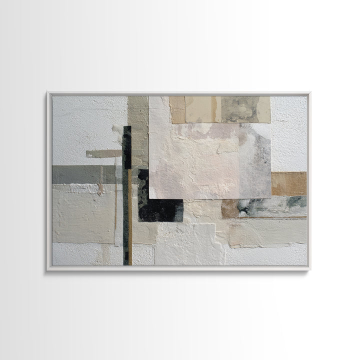 Soft Beige Geometric Abstraction Framed Canvas Print, Scandinavian Art, Wall Decor, Living Room Decor, Abstract Art, Nordic, SCA-3x2-31