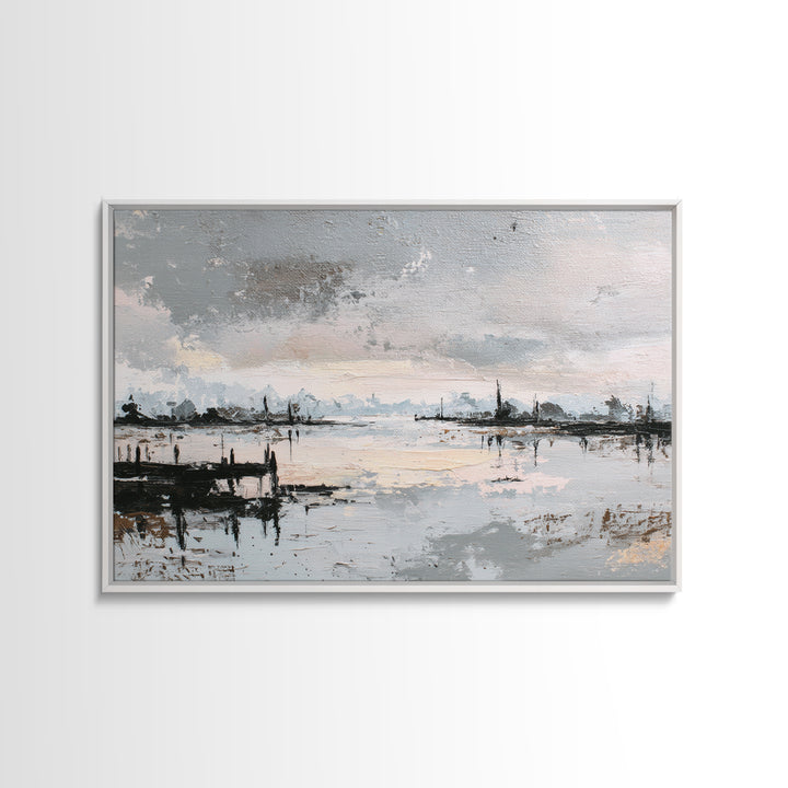 Reindeer Silhouette in Snowy Landscape Canvas Print, Scandinavian Art, Modern Art, Living Room Decor, Fine Art, Nordic, SCA-3x2-34