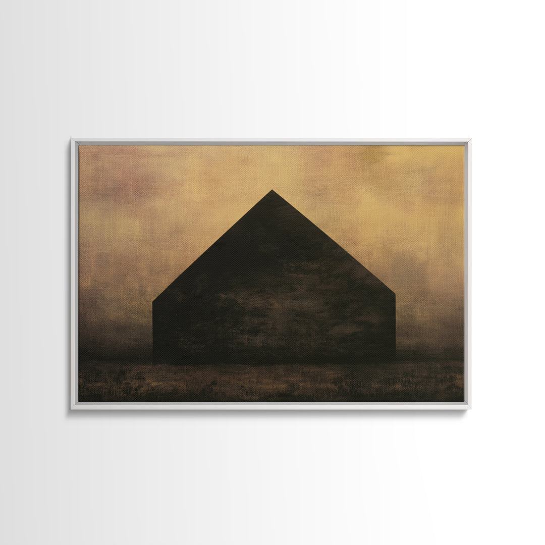 Simple Black House Shape Framed Canvas Print, Scandinavian Art, Mid Century Modern, Living Room Decor, Abstract Art, Nordic, SCA-3x2-35