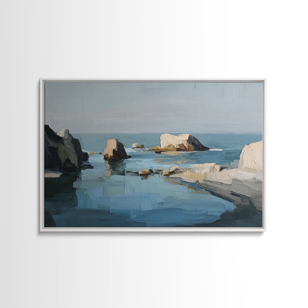 Muted Mountain Layers Framed Canvas Print, Scandinavian Art, Room Decor, Living Room Decor, Nordic, Mid Century Modern, SCA-3x2-36