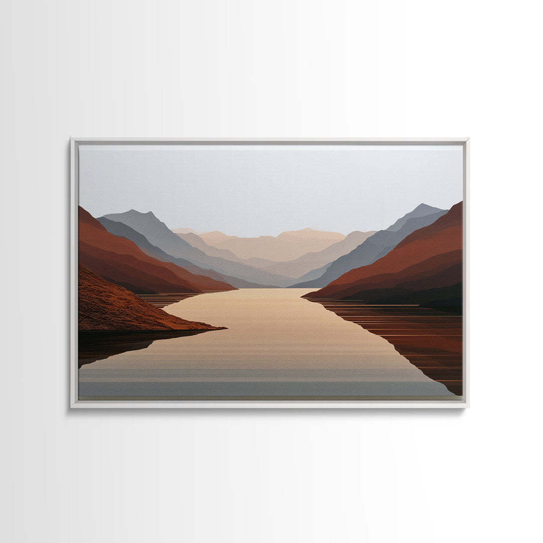 Minimal Fjord Landscape Canvas Print, Scandinavian Art, Floral Wall Art, Living Room Decor, Oil Painting, Nordic, SCA-3x2-54