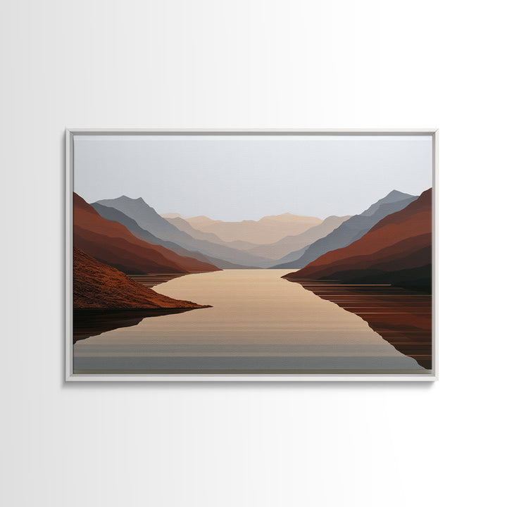 Minimal Fjord Landscape Canvas Print, Scandinavian Art, Floral Wall Art, Living Room Decor, Oil Painting, Nordic, SCA-3x2-54