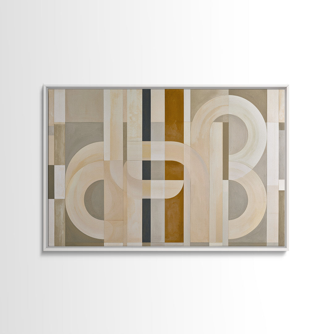 Soft Beige Geometric Abstraction Framed Canvas Print, Scandinavian Art, Living Room Wall Art, Living Room Decor, Abstract Art, SCA-3x2-55