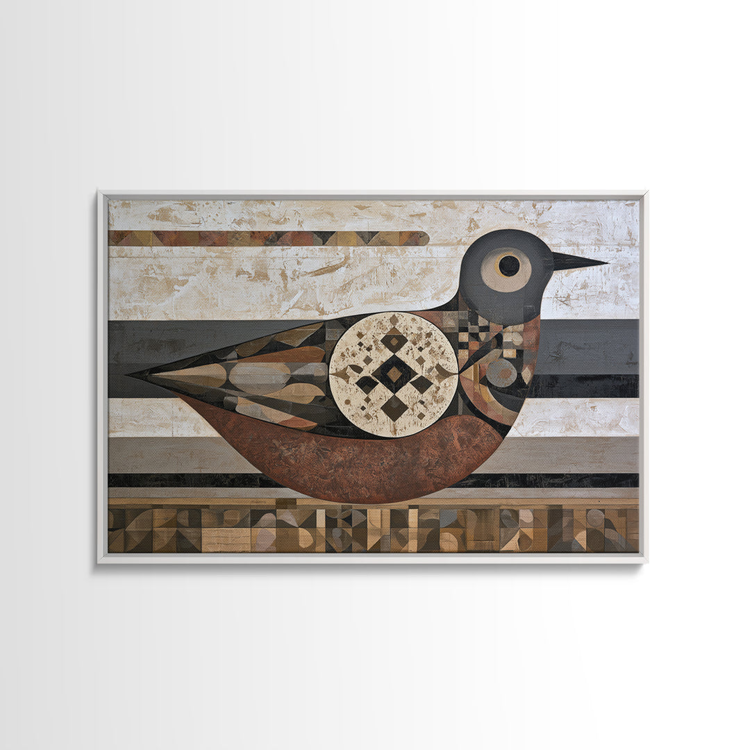 Nordic Folk Bird Framed Canvas Print, Scandinavian Art, Fine Art Print, Living Room Decor, Fine Art, Nordic, Printable, SCA-3x2-63