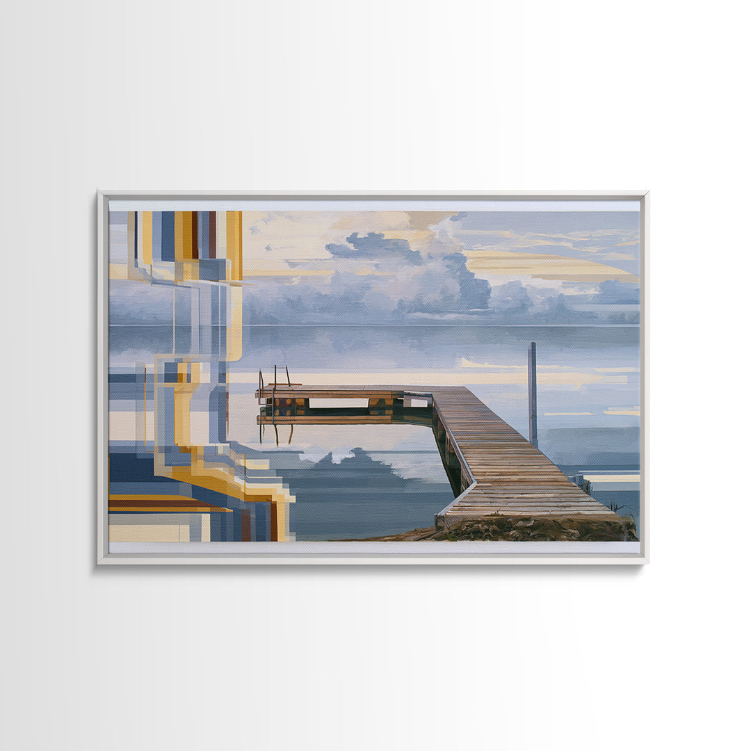 Calm Lake Dock Canvas Print, Scandinavian Art, Wall Art Print, Living Room Decor, Nordic, Fine Art Print, Statement Artwork, SCA-3x2-67