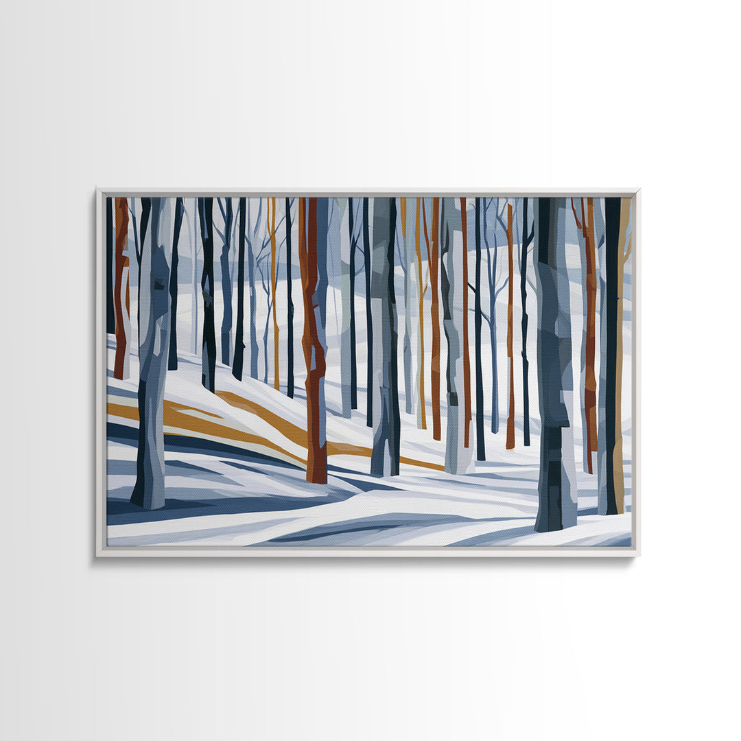 Snowy Nordic Forest Framed Canvas Print, Scandinavian Art, Decor, Living Room Decor, Fine Art, Nordic, Printable Art, SCA-3x2-77