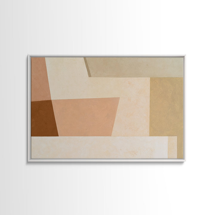Soft Beige Geometric Abstraction Framed Canvas Print, Scandinavian Art, Living Room Decor, Abstract Art, Nordic, SCA-3x2-79