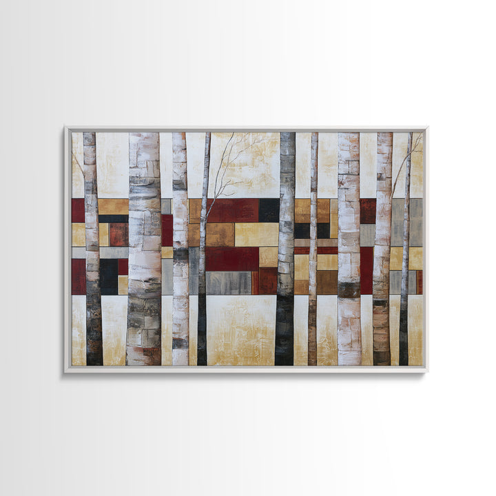 Birch Tree Trunks Framed Canvas Print, Scandinavian Art, Wall Art, Living Room Decor, Fine Art, Nordic, Large Wall Art, SCA-3x2-85