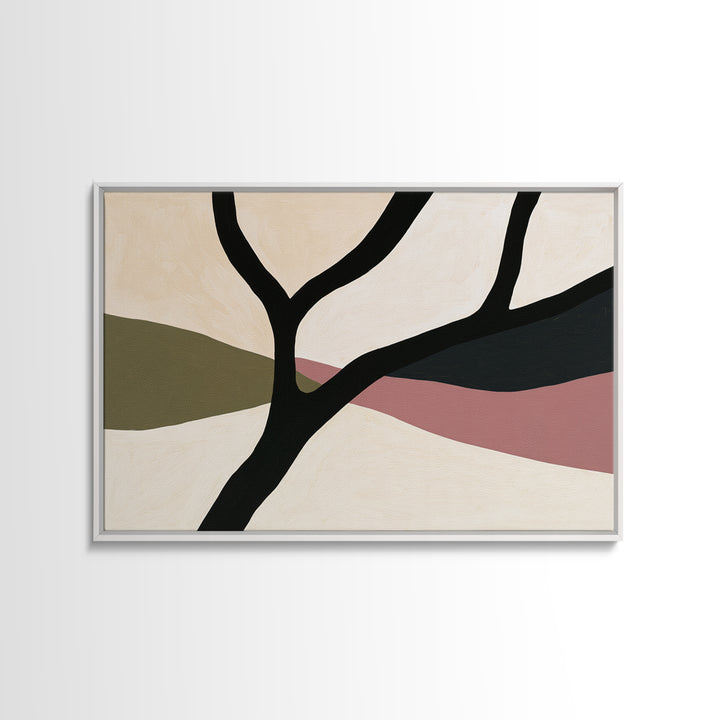Single Black Branch on Warm White Background Canvas Print, Scandinavian Art, Canvas Art, Living Room Decor, Nordic, SCA-3x2-96