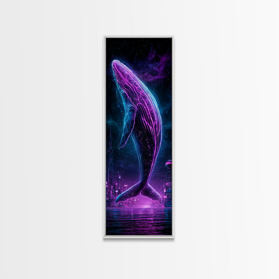 Cosmic Whale Swimming Through Deep Space Canvas Print, Scifi Art, Fantasy Art, Living Room Decor, Fine Art, Orbit, SCI-1x3-100