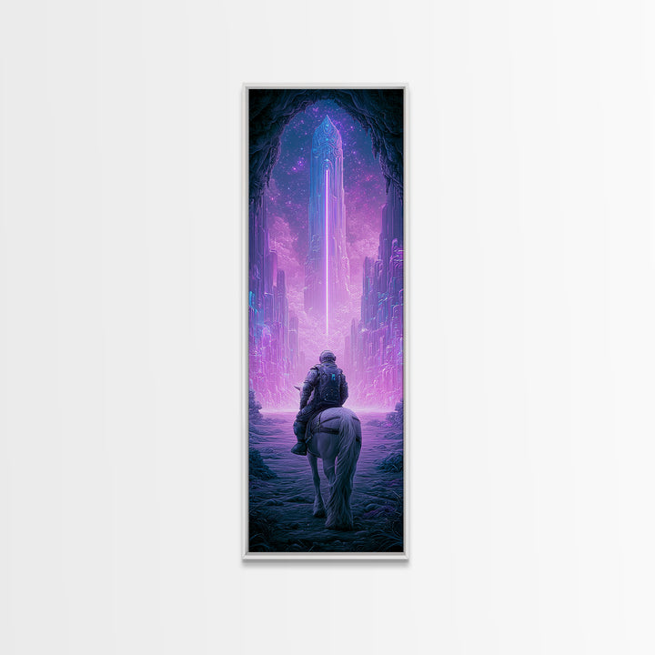 Space Explorer Horse Rider on Distant Planet Canvas Print, Scifi Art, Living Room Art, Living Room Decor, Fine Art, Orbit, SCI-1x3-33