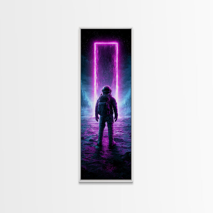 Astronaut Standing Before a Glowing Monolith Canvas Print, Scifi Art, Gallery Decor, Living Room Decor, Fine Art, Orbit, SCI-1x3-38