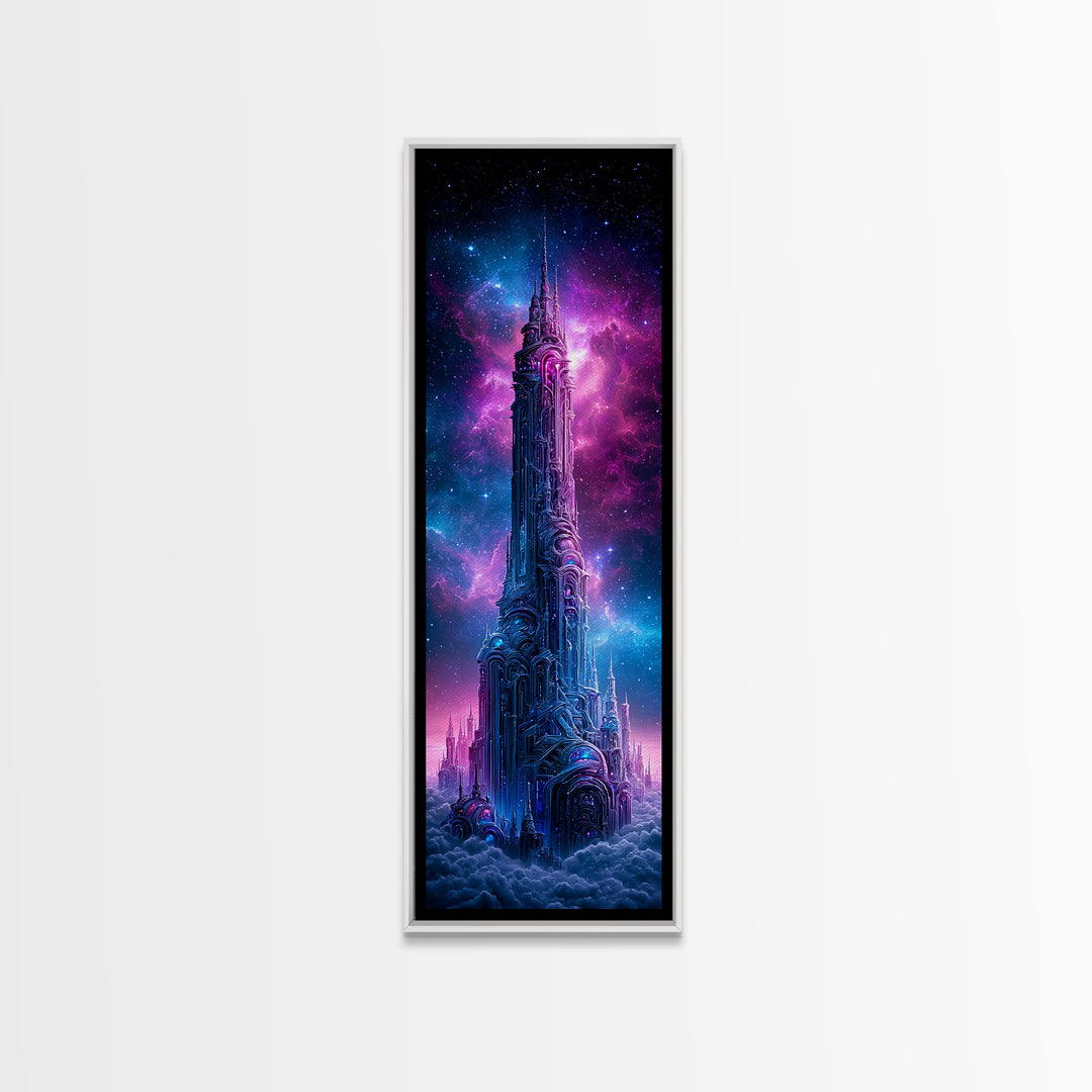 Starship Cockpit View of Nebula Clouds Framed Canvas Print, Scifi Art, Gallery Decor, Living Room Decor, Fine Art, Orbit, SCI-1x3-71