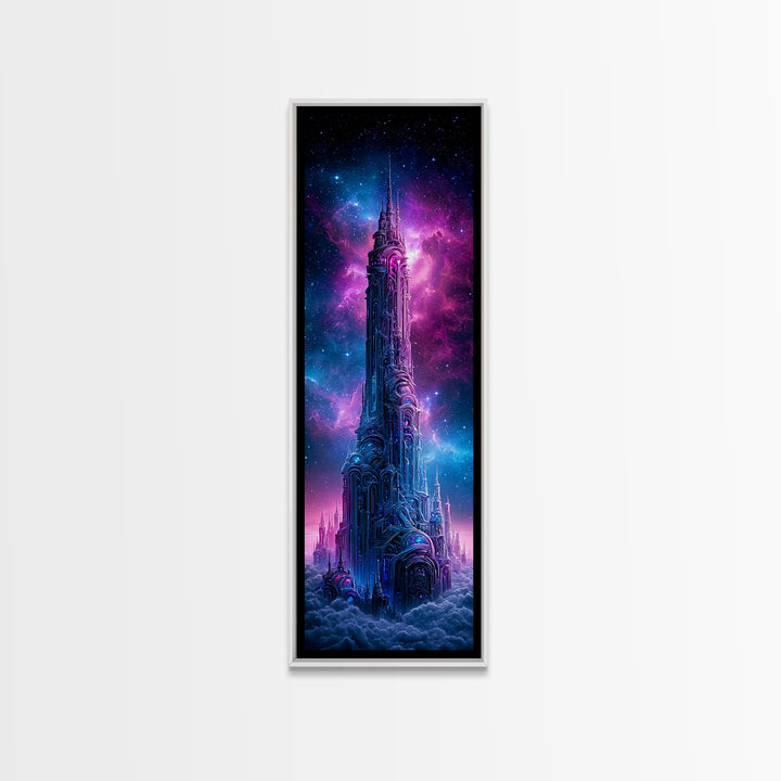 Starship Cockpit View of Nebula Clouds Framed Canvas Print, Scifi Art, Gallery Decor, Living Room Decor, Fine Art, Orbit, SCI-1x3-71