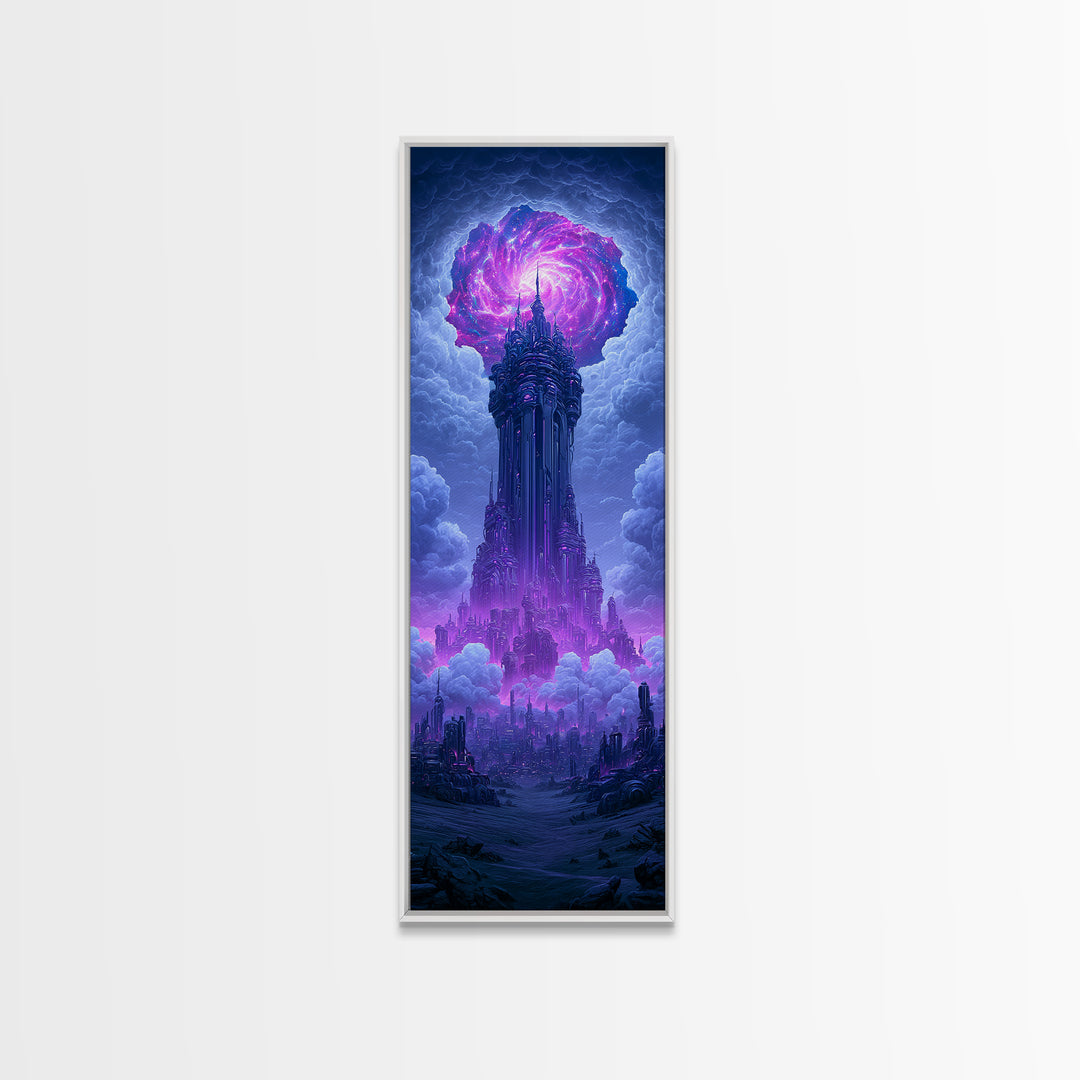 Wormhole Opening over Barren Landscape Canvas Print, Scifi Art, Poster, Living Room Decor, Fine Art, Orbit, Retro Wall Art, SCI-1x3-77