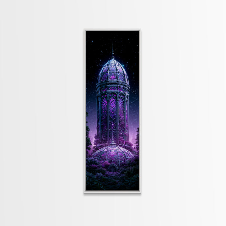 Futuristic Botanical Dome Framed Canvas Print, Scifi Art, Living Room Art, Living Room Decor, Oil Painting, Orbit, Space Poster, SCI-1x3-84