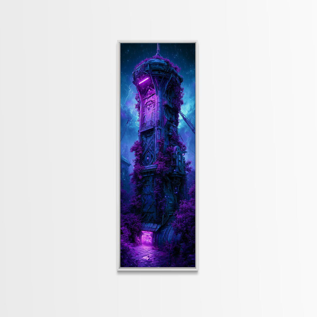 Abandoned Spacecraft Overgrown Canvas Print, Scifi Art, Art Print, Living Room Decor, Orbit, Digital Art, Original Art, SCI-1x3-94