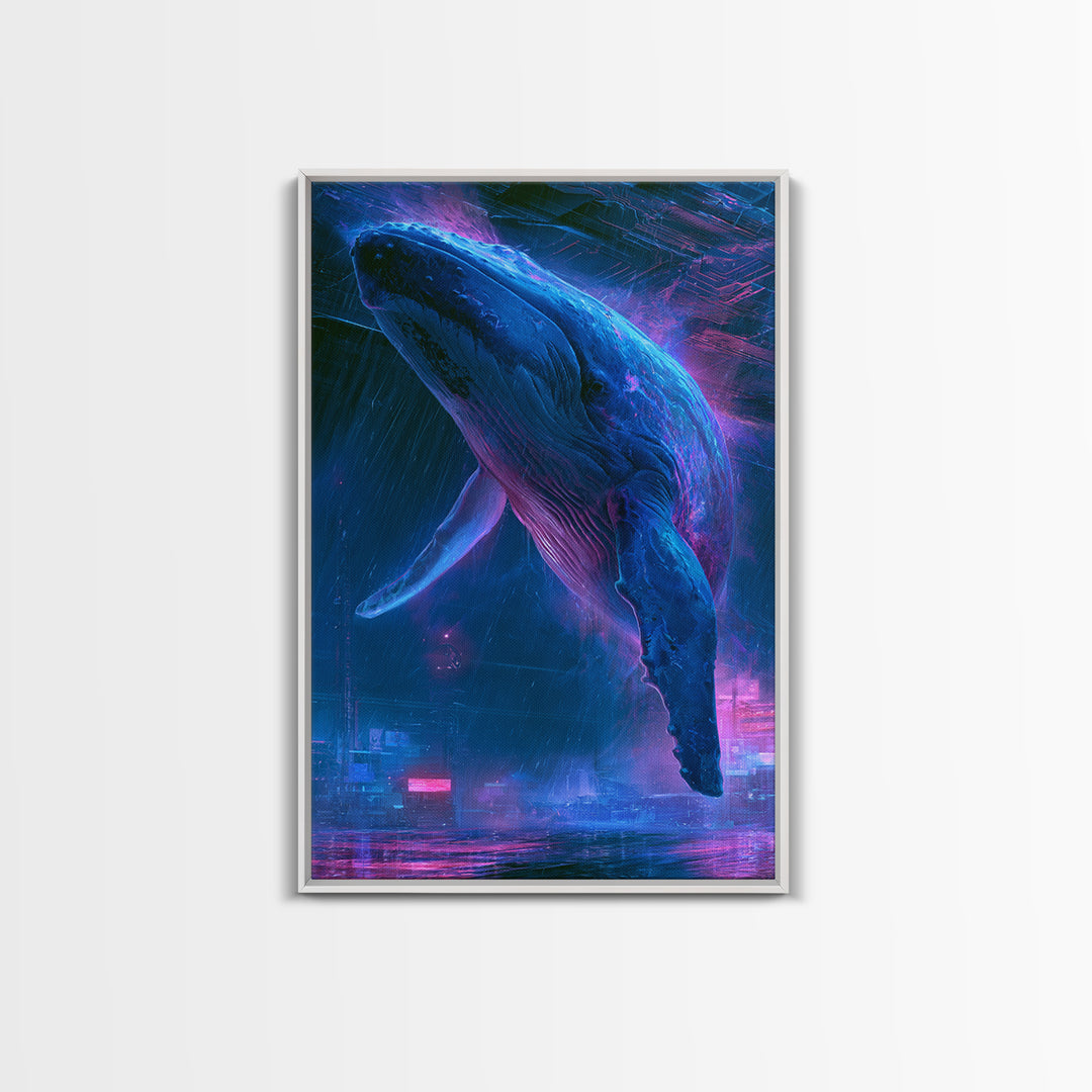 Cosmic Whale Swimming Through Deep Space Canvas Print, Scifi Art, Pop Art, Living Room Decor, Fine Art, Orbit, Gallery Decor, SCI-2x3-96