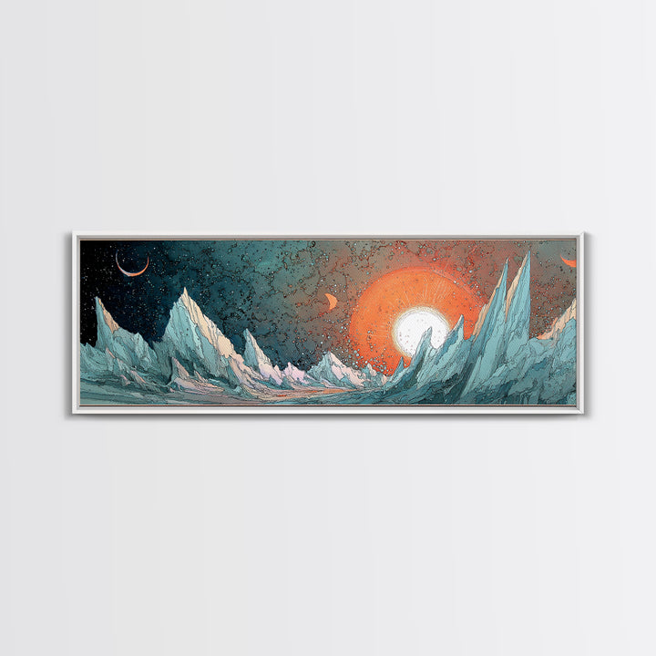 Robot Companion Crossing a Red Canyon Canvas Print, Scifi Art, Fantasy Art, Living Room Decor, Oil Painting, Orbit, SCI-3x1-20