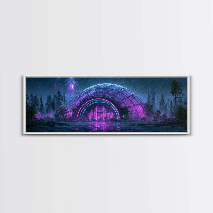 Futuristic Botanical Dome Canvas Print, Scifi Art, Neutral Decor, Living Room Decor, Oil Painting, Orbit, Home Decor, SCI-3x1-40