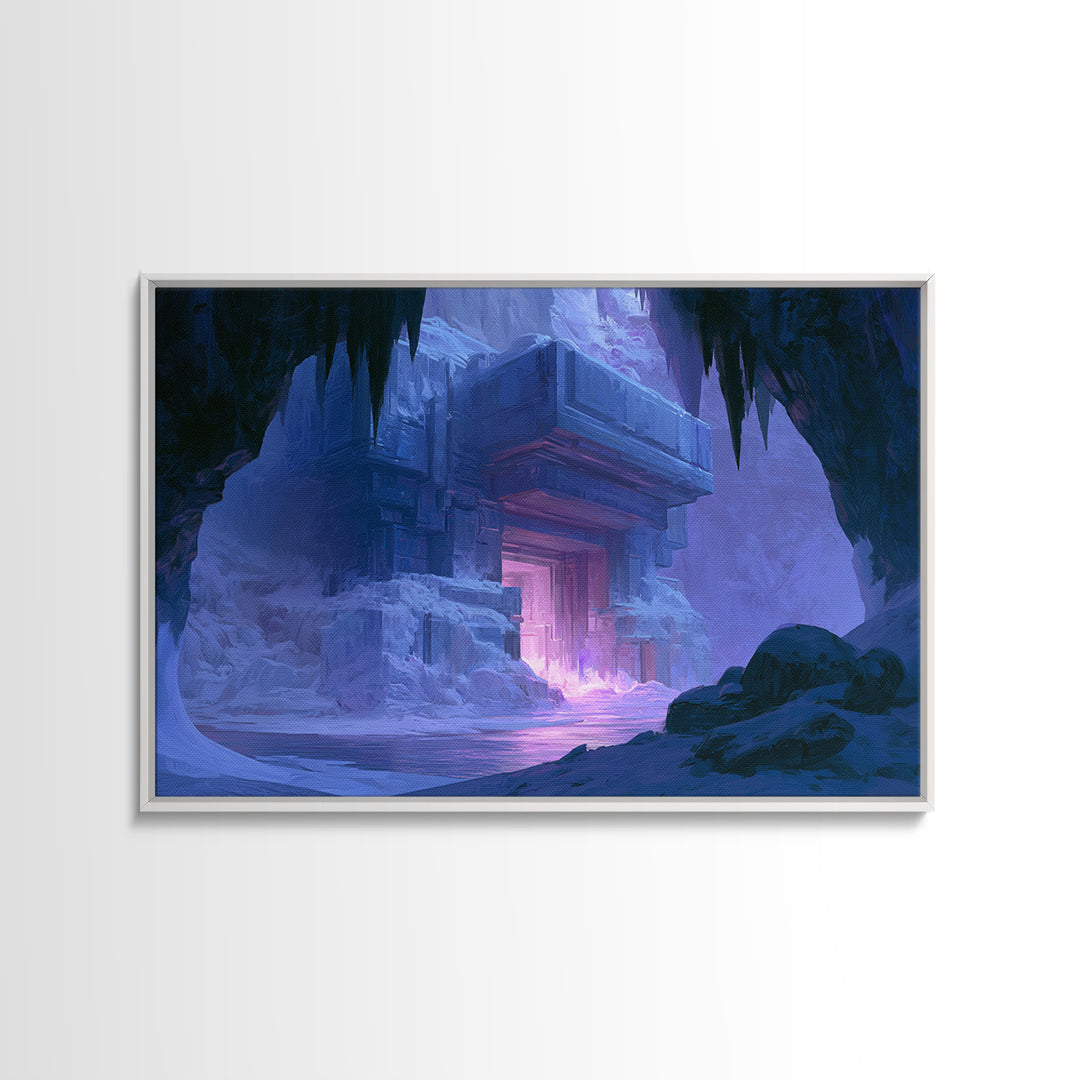 Glowing Alien Artifact Framed Canvas Print, Scifi Art, Space Art, Living Room Decor, Fine Art, Orbit, Luxury Decor, Art Print, SCI-3x2-24