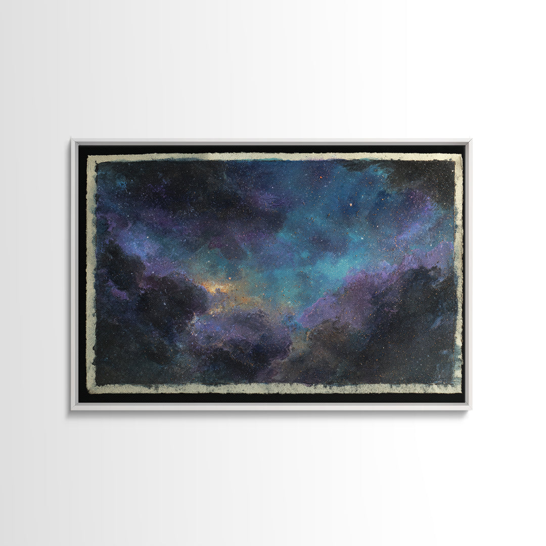 Robot Bird Perched on Antenna Framed Canvas Print, Scifi Art, Gallery Decor, Living Room Decor, Fine Art, Orbit, Wall Art, SCI-3x2-27