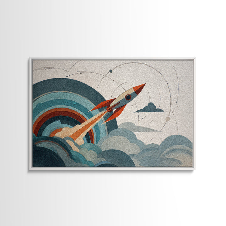 Abandoned Spacecraft Overgrown Canvas Print, Scifi Art, Pop Art, Living Room Decor, Orbit, Gallery Decor, Neutral Decor, SCI-3x2-38