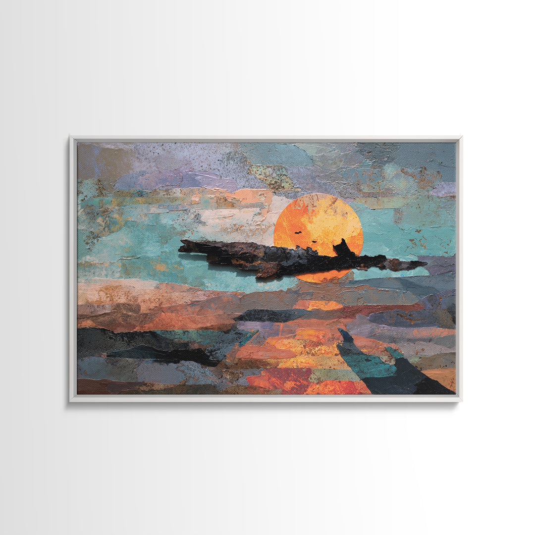 Alien Ocean with Two Moons Canvas Print, Scifi Art, Boho Decor, Living Room Decor, Fine Art, Orbit, Wall Decor, Posters, SCI-3x2-89