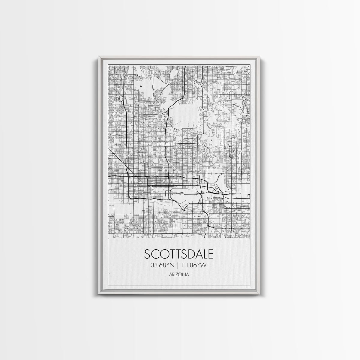 Scottsdale Street Map, Arizona Map, City Map Print, Minimalist Art, Wall Art, Canvas Print, Home Office Art, Gift For Her, Travel Wall Print