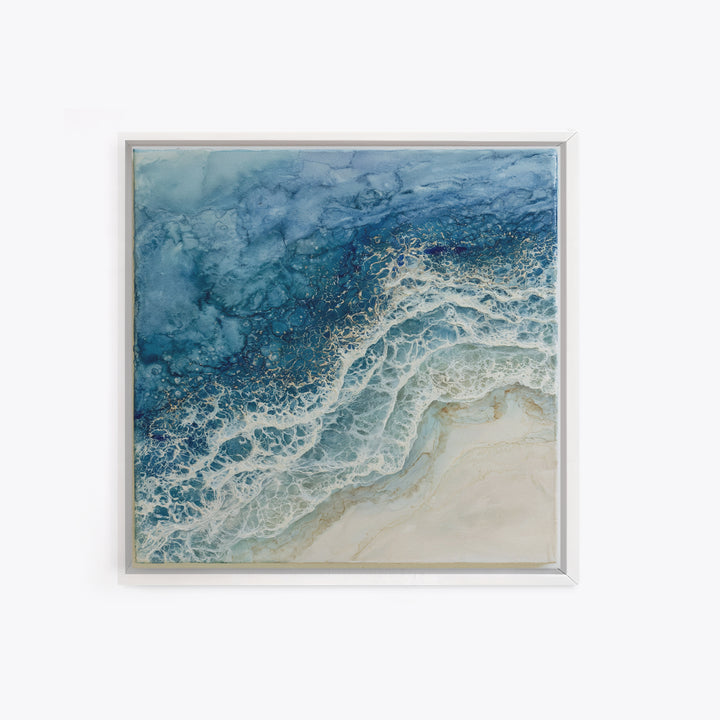 Ocean Foam Patterns from Above Canvas Print, Seascape Art, Wall Art Print, Coastal Decor, Watercolor Art, Seascape, SEA-1x1-60