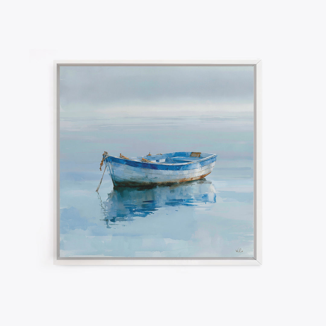 Minimal Horizon Line Framed Canvas Print, Seascape Art, Textured Painting, Coastal Decor, Oil Painting, Seascape, SEA-1x1-88