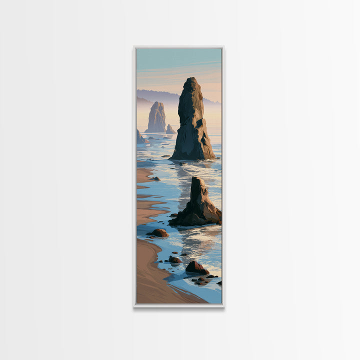 Sea Stack Rocks Canvas Print, Seascape Art, Original Art, Coastal Decor, Oil Painting, Seascape, Living Room Wall Art, SEA-1x3-55