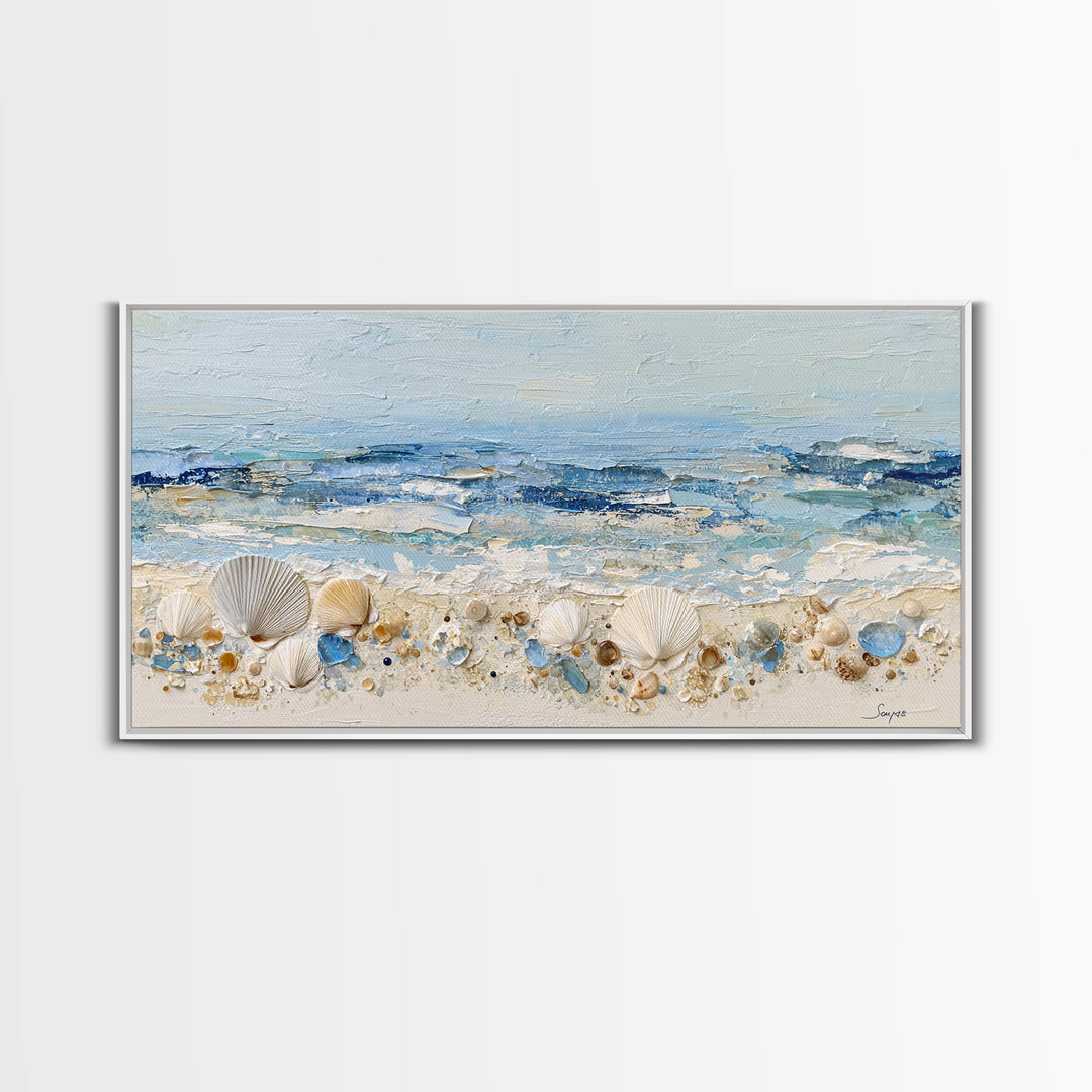 Rocky Tidepool with Reflections Framed Canvas Print, Seascape Art, Nautical Decor, Coastal Decor, Fine Art, Seascape, SEA-2x1-79