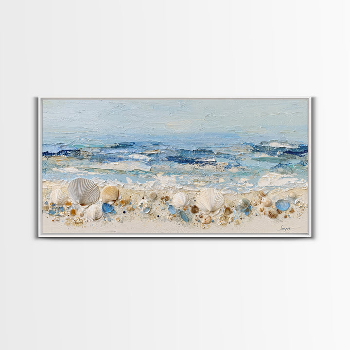 Rocky Tidepool with Reflections Framed Canvas Print, Seascape Art, Nautical Decor, Coastal Decor, Fine Art, Seascape, SEA-2x1-79