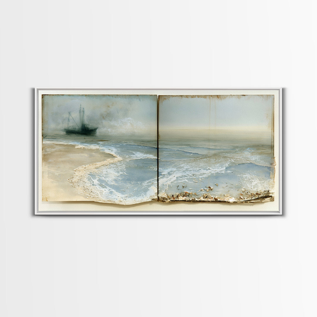 Fishing Boat Silhouette Canvas Print, Seascape Art, Wall Art, Coastal Decor, Fine Art, Seascape, Abstract Art, Bedroom Decor, SEA-2x1-82