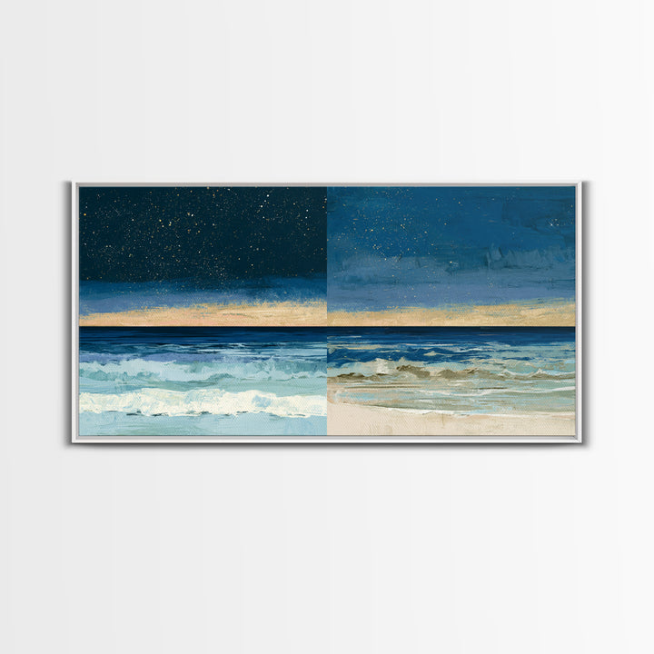 Deep Indigo Night Sea Canvas Print, Seascape Art, Original Art, Coastal Decor, Fine Art, Seascape, Living Room Wall Art, SEA-2x1-89